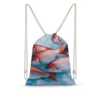 TOXOCMDKLE Mochila con cordón plegable con diseño de peces sobre hielo, bolsa deportiva para ir de compras, yoga, Fish on Ice, 30x40cm