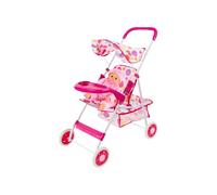 Toy Baby Doll Pram - 20.10 Inch Foldable Stroller for Kids, Pretend Play Pushchair with Basket and Handle, Fun Role Play Accessory for Toddler Girls Boys, Metal Pink Fabric, Gift Use