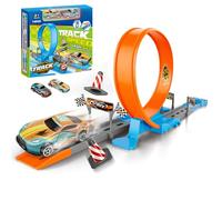 Toy Car Set, Construction Truck Play, 10.08x9.84x1.97 Inches s Track Game with Flexible Tracks and Mini Vehicles, Interactive Racing Toy for Toddler Boys Girls Party Travel Outdoor Home
