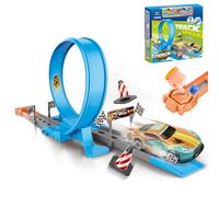 Toy Car Track Set, Construction Truck Playset, 360° Track with Flexible Assembly, Vehicle Play Kit for Toddler, Birthday, Travel, Indoor Outdoor Fun, 10.08x9.84x1.97 Inches