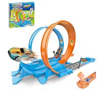 Toy Car Track Set, Construction Truck Playset, 360° Track with Flexible Assembly, Vehicle Play Kit for Toddler, Birthday, Travel, Indoor Outdoor Fun, 10.08x9.84x1.97 Inches
