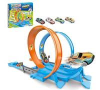 Toy Car Track Set, Construction Truck Track Play, 10.08x9.84x1.97 Inches Degree Rotating Wall-Climbing Toys with Interactive Tracks, Fun Educational Playset for Toddler Boys Girls Party, Travel Use