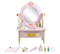 Toy De Salón | Kit De Maquillaje De Madera | Set De Juego Finish Set | Educación Temprana Juego De Rol De Belleza Para Niñas | Mirror, Lápiz Labial, Pincel, Peine, Perfume, Desarrollo Creativo De
