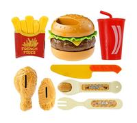 Toy Food - Juego educativo de 8 piezas, divertido, Hamburguesa y Fries Pretend Play Kit, Enhances Fine Motor Skills and Interactive Role-Playing for Children Home School, Learning Toys, Colorful