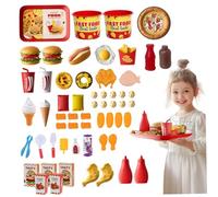 Toy Foods Juego de Comida rápida simulada de 85 Piezas con Bandeja Hamburguesa Hotdog Patatas Fritas Comida para Juego de imitación para niñas y niños
