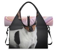 Toy Fox Terrier - Bolsa deportiva de lona para mujeres y hombres, con estampado de perros, bolsa de fin de semana con compartimento para zapatos, bolsa de hombro para yoga, gimnasio, viajes, color, L,