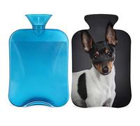 Toy Fox Terrier Botella de agua caliente para perros con funda esponjosa, bolsa de agua caliente de gran capacidad de 2 litros, bolsa de agua para botellas para noches acogedoras, alivio del dolor,