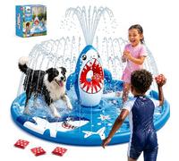 TOY Life Shark Splash Pad para niños y perros - Piscina de aspersor extra grande de 70 pulgadas para niños de 1 a 3 años, alfombra de juego de agua antideslizante resistente para diversión de verano