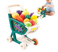 Toy Shopping Trolley - Children's Mini Grocery Cart, Simulated Market Strol | Small Handcart Fruit Basket, Interactive Role Play Toy | Preschool Boys Girls Birthday Playroom Home Apartment Living Room