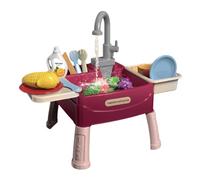 Toy Sink - 45x30x38cm Play Kitchen | Play Sink, ABS Plaÿ Siink Toy with Automatic Running Water Faucet, Plaÿ House Kitchen Set with Fruit Vegetable Chopping and Filter Rack For Children