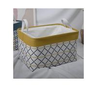 Toy Storage Basket for Household Dirty Laundry, Article Storage Basket, with Handle 40 * 30 * 25 Cm (Yellow Grid)