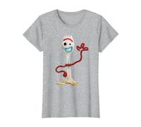 Toy Story 4 Forky Camiseta, Mujer, Gris Jaspeado, XXL