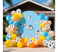 Toy Story - Kit de arco de globos de nube de vaca | 115 piezas de decoraciones de fiesta azul y mostaza para cumpleaños de niños/niñas, baby showers y despedidas de soltera | Guirnalda de látex