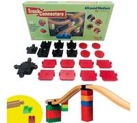 TOY2 Allround - Juego de 20 Conectores de Pista de Tren para Juguetes compatibles con Brio & Lego Duplo | Kit con 6 Conectores Diferentes | Juego de Conectores de riel de Madera sostenible