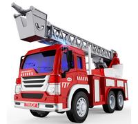 TOYABI Camion Bomberos Juguete, Grande Camión Bombero con Escalera de Rescate Extensible, Luces Y Sonido, Girar 360 Grados, Camiones Coche de Juguetes Regalos para Niños Y Niñas 3 4 5 6 7 8 Años