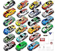 TOYABI Coches para Niños, Juguete Coche de Carreras, 22 Pack Micromachines de Retroceso de Metal con 8 Obstáculos, Mini Racers Cars Juguetes 3 4 5 6 7 8 Años, Navidad Cumpleaños Fiesta Regalos