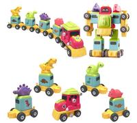 TOYABI Dinosaurios Juguetes, 5 en 2 Coche T. Rex, Coche Estegosaurio,Triceratops Combinar como Tren Juguete y Transformers Juguete, Regalo para Niños y Niña de 3, 4, 5, 6 7 Años