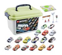 TOYABI - Juego de 30 coches pequeños juguetes con catapulta y alfombra de juego, juego en miniatura de metal 1/64, pequeño coche, vehículos de fricción para 3, 4, 5, 6 y 7 8 años