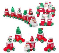 TOYABI Regalos Navideños, 5 en 2 Coche Árbol de Navidad,Muñeco de Nieve,Bota de Navidad Combinados Tren Juguete y Papá Noel Juguetes, Regalo para Niños y Niña 3, 4, 5, 6 7 Años