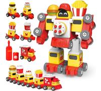 TOYABI Tren Juguete, 5 en 2, Coche Papas Fritas, Coche Hamburguesa, Coche Pastel, Coche Transporte Combinados como Tren Juguete y Roblox Juguetes, Regalo para Niños y Niña 3, 4, 5, 6 7 Años