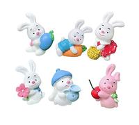 TOYANDONA 1 juego Adorno De Conejo Para Coche Decoración De Conejos Minifiguras Para Tartas Figuras De Conejo En Miniatura Miniadornos De Animales Decoración Para Tartas 6 piezas