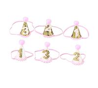 TOYANDONA 1 Pc sombrero de cumpleaños de bebé conos 3ro niña 3er cumpleaños sombrero oro borde gorro bebe sombrero bebe gorro de fiesta bebe sombrero de cumpleaños de bola de peluche Golden