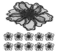 TOYANDONA 10 Parches Termoadhesivos de Encaje Bordado Flores 3D Color Negro 10 Piezas para Coser Ropa Manualidades y Decoración DIY