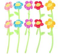 TOYANDONA 10 piezas de peluche flor suave tallos cortina hebilla artificial de girasol besos de peluche margarita ramo de flores con cara sonriente feliz peluche regalo para