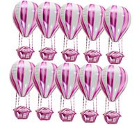 TOYANDONA 10 Piezas Decoración de globos aire caliente cumpleaños Globos de película de aluminio decoración aerostáticos Pink
