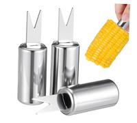 TOYANDONA 10 Piezas Tenedores para Frutas y Mazorcas de Acero Inoxidable Resistentes y Seguros para Cocina Barbacoa y Fiestas con Diseño sin para Uso Restaurantes y Hogar