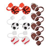 TOYANDONA 10 Protectores de Paja de Silicona Diseño Deportivo, Sellado Seguro y Fácil de Transportar, Ideales para Decoración y Protección de Pajitas