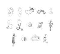 TOYANDONA 112 Piezas Dijes de Joyería Colgantes de Joyería DIY de Aleación, Colgantes Forma de Estetoscopio y Jeringa, Plata, para Fabricación de Joyas