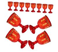 TOYANDONA 12 Copas de Vino para Boda Chinas Pequeñas Copas de Licor de Plástico Rojo 40 Ml Suministros Tradicionales para Banquetes y Fiestas Festivas