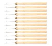 TOYANDONA 12 Piezas Agujas de Crochet para Pelucas y Rastas, Herramienta para Rastas, Mango de Madera y Bambú, Dorado, Agarre Estable, Ajuste Preciso del Peinado, para Salón, Estilo Único