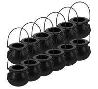 TOYANDONA 12 Piezas Mini Caldero Negro Diseño de Caldero de Bruja para Halloween de Plástico Tamaño 7cm , Adecuado para Accesorios y Complementos de Fiesta en Casa
