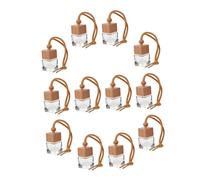 TOYANDONA 12 piezas Unidades Botellas de Perfume de Transparente con Tapa de Madera para Aromaterapia Colgantes de Ambientador Coche para Oficina Baño Regalo