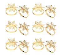 TOYANDONA 12 Servilleteros Navideños de Copo de Nieve Metálicos Dorados Porta Servilletas para Mesas Festivas de Navidad y Acción de Gracias Anillos para Servilletas Decorativos de