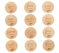 TOYANDONA 12piezas Discos De Madera Para De Tarjetas De Crecimiento De Madera Doble Cara Para Fotografía De Meses Accesorios Para Recién Nacidos