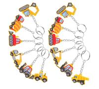 TOYANDONA 12piezas Llaveros De Construcción Para Fiestas Infantiles Excavadora Camión De Cemento Tractor Grúa Accesorios Temáticos De Cumpleaños y Decoración De Eventos