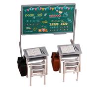 TOYANDONA 13 Piezas de Material Escolar en Miniatura - Material Escolar para Muñecas, Accesorios para Casa de Muñecas a Escala 1:12, Incluye Pupitre, Silla, Mochila, Pizarra Y Libro para Mobiliario de