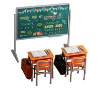 TOYANDONA 13 Piezas de Material Escolar en Miniatura - Material Escolar para Muñecas, Accesorios para Casa de Muñecas a Escala 1:12, Incluye Pupitre, Silla, Mochila, Pizarra Y Libro para Mobiliario de