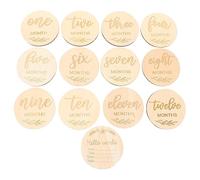 TOYANDONA 13 Piezas De Virutas De Madera Para Sesión De Fotos Tablero De Anuncios De Nacimiento Tarjeta De Anuncio De Nacimiento Letrero De Anuncio De Nacimiento Disco De Utilería Para