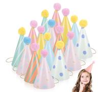 TOYANDONA 14piezas Sombrero de Cumpleaños de Papel Pompones para Fiesta Infantil para Celebraciones de Cumpleaños