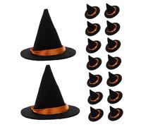 TOYANDONA 16piezas Tapón De Botella De Vino Forma De Sombrero De Bruja Mini Sombreros De Fieltro Negro Para Decoración De Halloween Accesorios Espeluznantes Para Fiestas y Manualidades