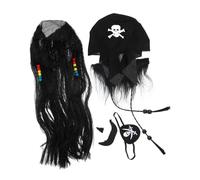 TOYANDONA 1juego Disfraz De Pirata Peluca Barba y Ojos De Pirata Kit De Accesorios Para Halloween y Fiestas Temáticas Conjunto De Barba y Parche Para Ojos