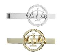 TOYANDONA 2 Alfileres de Corbata con La Bandera de Libra: Clip de Corbata de Acero Inoxidable de 5,6 Cm, Dorado Y Plateado, Ideal para Abogados, Padrinos de Boda.