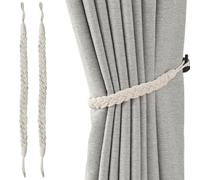 TOYANDONA 2 Alzapaños de Cortina Trenzados de Cuerda Sintética Beige, Soporte Decorativo para Cortinas, Accesorios Hogar, Paquete de 2 Piezas, Ideales para Sala, Dormitorio y Oficina