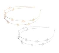 TOYANDONA 2 Diademas Metálicas para Mujer y Niñas Estrellas Dobles Diademas Finas Color Dorado y Plateado Accesorios Ligeros para Bodas Cumpleaños y Fiestas Decoración Cabello