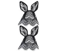 TOYANDONA 2 Diademas Orejas de Conejo y Gato de Encaje Negro 30X28 CM Decorativas y Cómodas para Fiestas Temáticas y Festivales