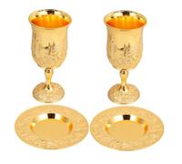 TOYANDONA 2 Juegos Copas Shabbos con Bandeja Cáliz Judaico Vintage de Diseño Grabado para Ceremonias Havdalah y Celebraciones Judías Accesorio Elegante para Fiestas Religiosas